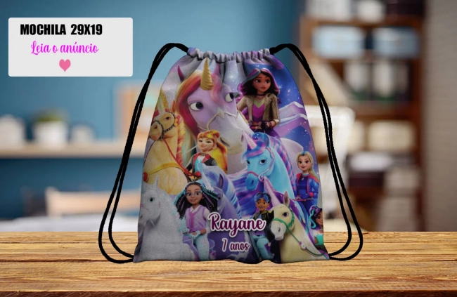 Mochilinha personalizada para lembrancinha Unicornio