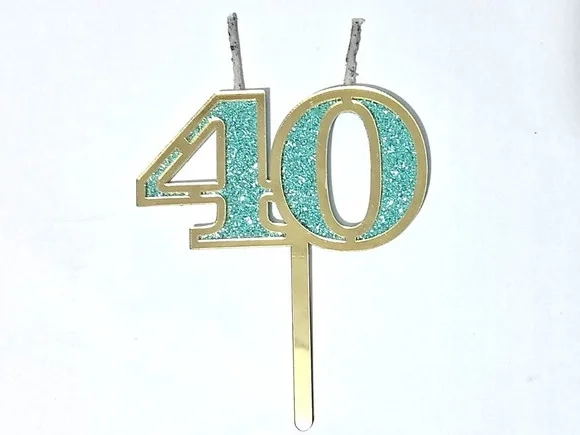 Vela 40 Anos Dourado Acrílico Pavio Magico 1 Peça