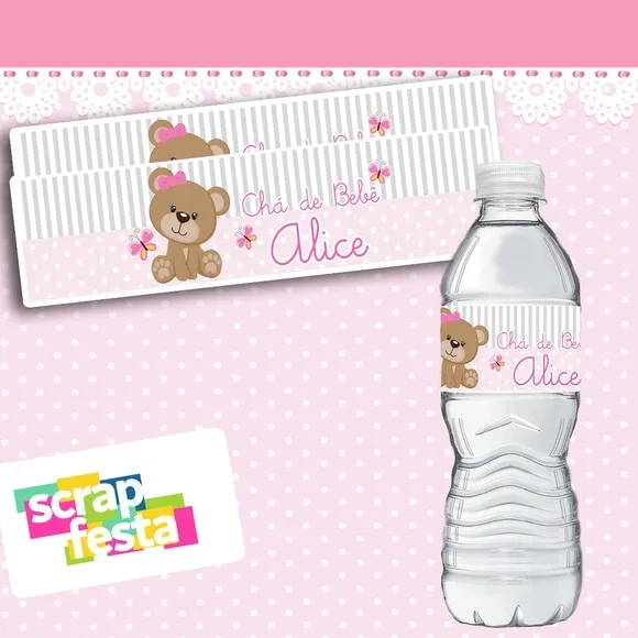 Adesivo Personalizado Rótulo de água 5x19,5 Chá de Menina