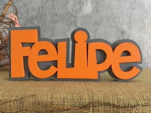 Nomes em mdf - Sobreposição