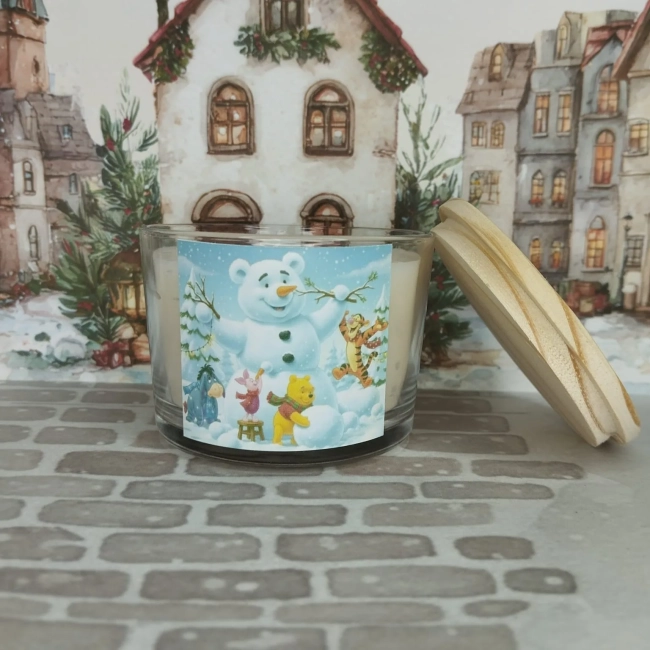 Vela Aromática no Copo Personalizada Natal Ursinho Pooh, Trabalhamos com outros temas - Informar  tema no chat
