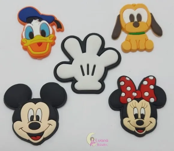 Apliques Personagens Turma do Mickey Borracha-pct C/10 Unid
