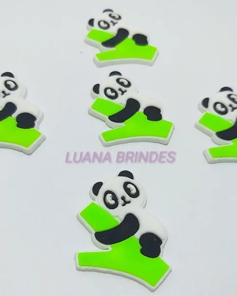 Aplique Panda Emborrachado - pct com 10 unidades