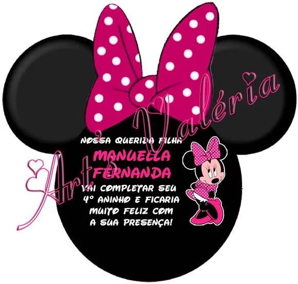 Convite Minie c/ Envelope Flor - 10x10cm