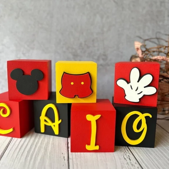 Disney Cubos 6x6cm - Decoração de Festa Infantil e Bebê