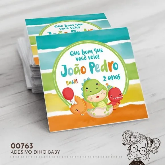 Adesivo Quadrado Dino Baby - 00763