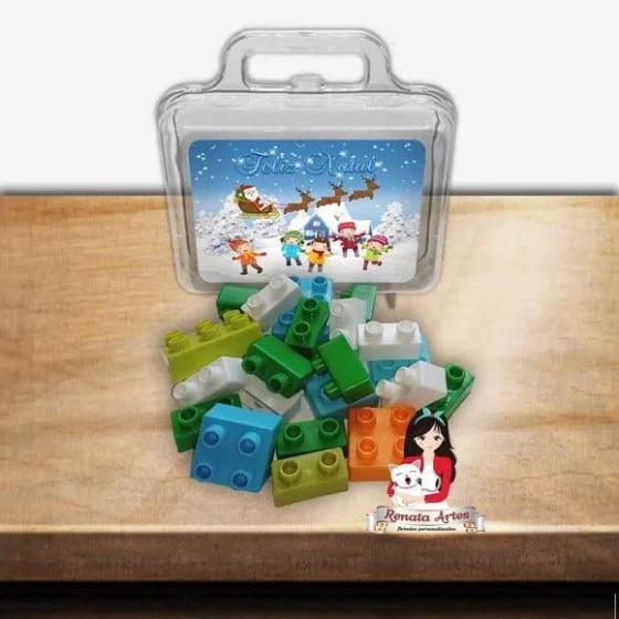 Maleta Personalizada com Blocos de Montar no Tema Natal