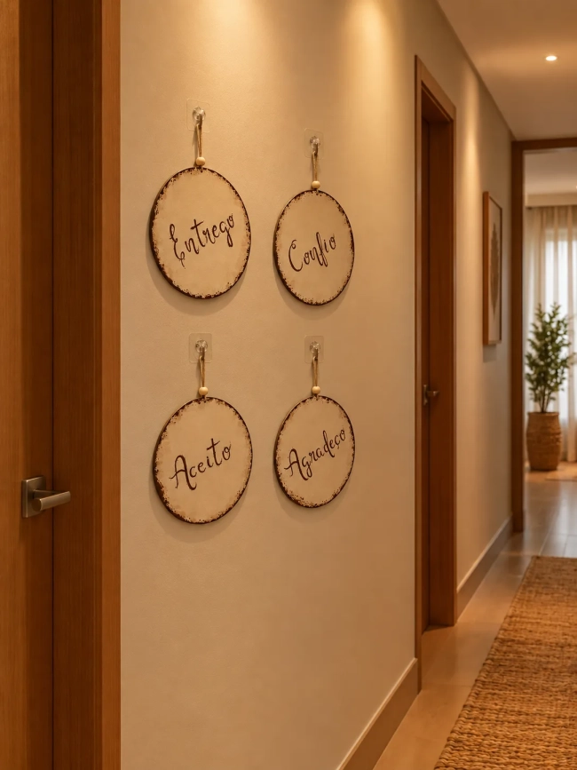 Kit 4 Placas Decorativas MDF Ho'oponopono 20cm Entrego Confio
