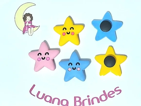 Pins de Crocs Estrela Emborrachado Pacote com 6 Unidades