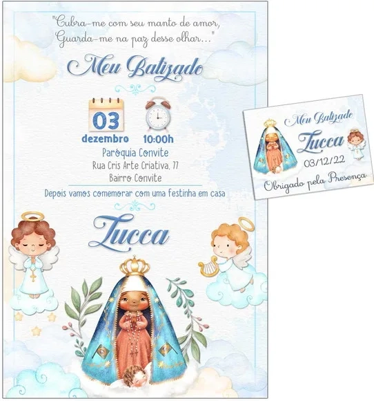 Convite Digital C/tag Batismo Nossa Senhora Menino