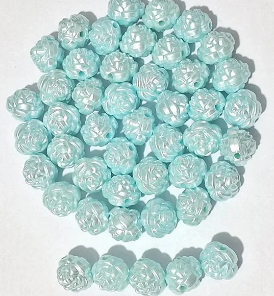 Pérola Flor Azul 12mm - Pct com 50 Unidades