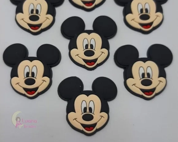 Aplique Mickey Carinha de Borracha - Pct C/7 Unidades