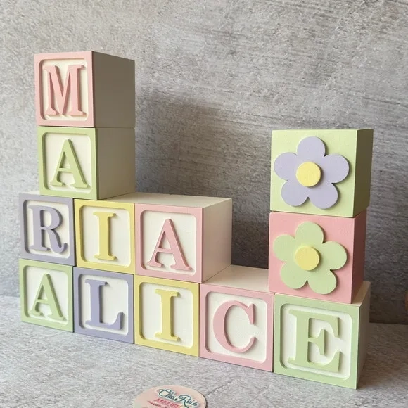 Tons Pastel Cubos Personalizados 6x6cm Decoração Bebê