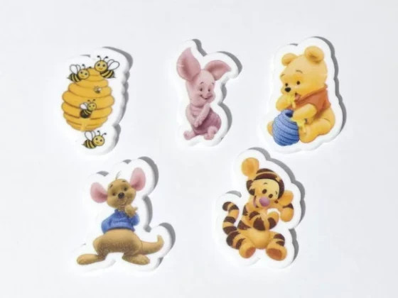 Aplique Ursinho Pooh Baby 3cm Acrílico Pacote com 5 Unidades