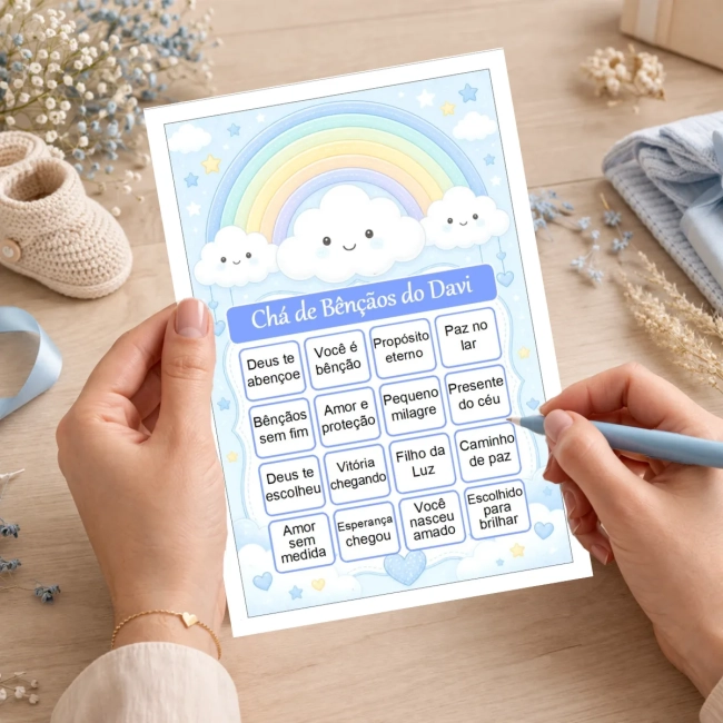Bingo Chá de Bênçãos Menino Pdf Para Imprimir