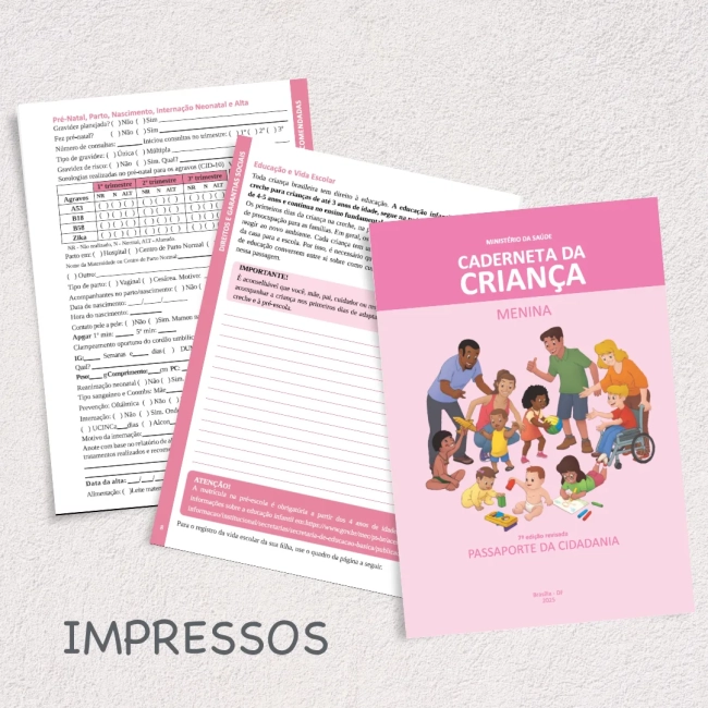 Impresso Caderneta de Saúde Padrão Menina- 7 ed revisada