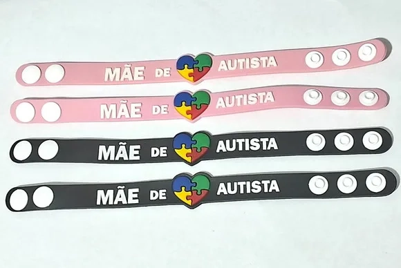 Pulseira Mãe de Autista 22cm Emborrachado - 3 Unidades