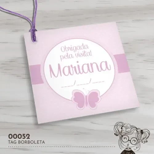Tag Quadrada Borboleta - 00052