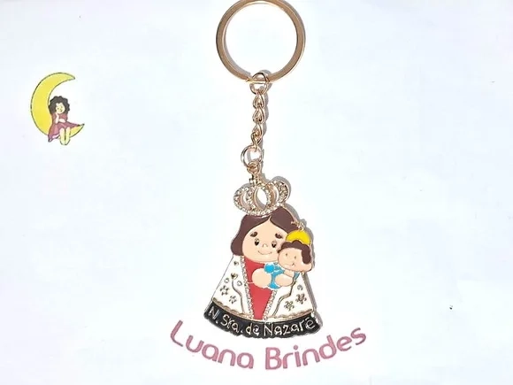 Chaveiro N.sra de Nazaré Dourado C/strass Pacote C/2 Unidade