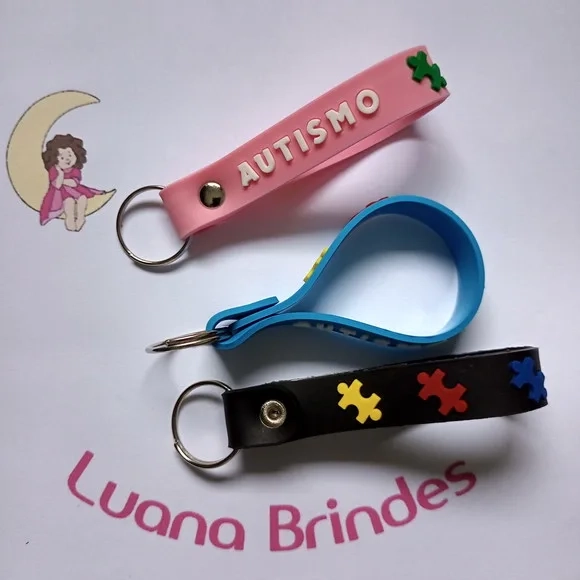 Chaveiro Autismo Colorido Emborrachado - 3 Unidades