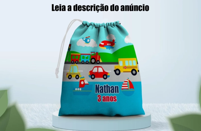 Saquinho Surpresa Personalizado Meios de Transportes