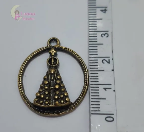 Pingente N.S Aparecida de Metal Ouro Velho - pct c/13 unid