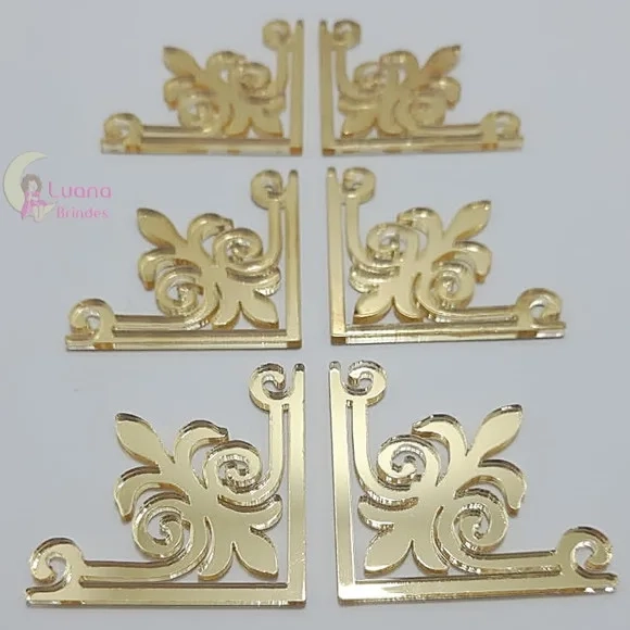 Aplique Cantoneira Acrílico Espelhado Dourado -pct C/8 Unid