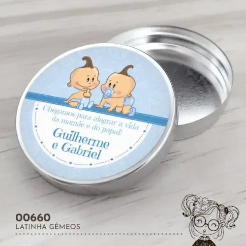 Latinha Adesivada Nascimento Gêmeos - 00660