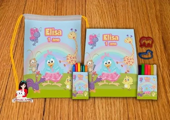 Kit Passatempo Personalizado na Mochila Galinha Pintadinha