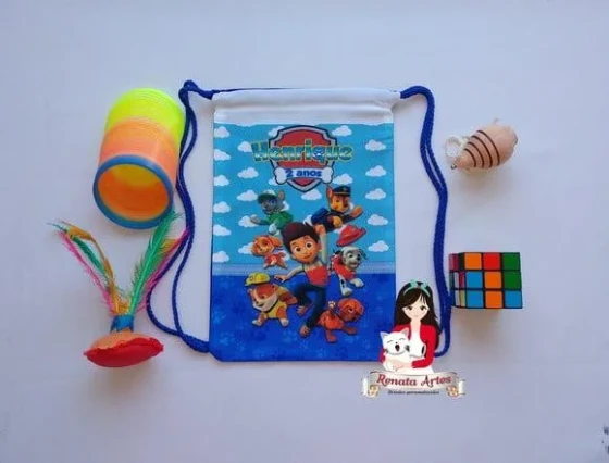 Mochila Brinquedos Retrô Tema Patrulha Canina Azul