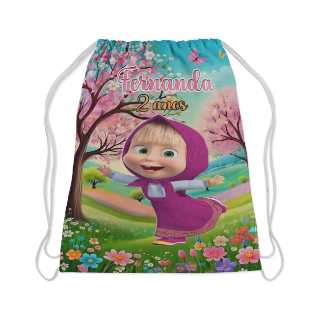 Mochilinha PersonalizadA Lembrancinhas da Marsha e o Urso