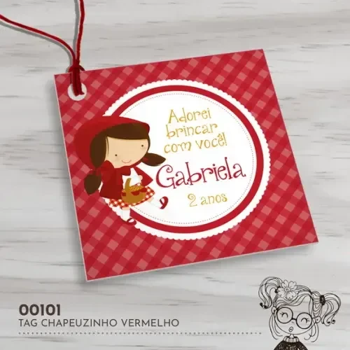 Tag Quadrada Chapeuzinho Vermelho - 00101