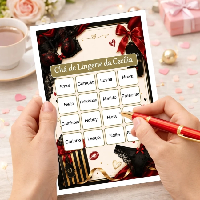 Bingo Chá de Lingerie PDF Para Imprimir