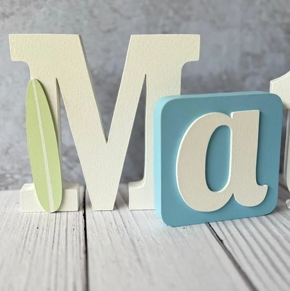 Blocos Nome Surf- Decoração de Quarto de Bebê e Infantil