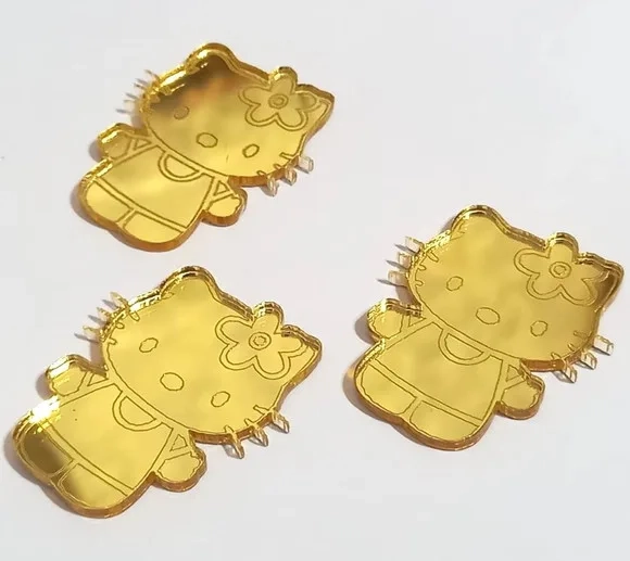Aplique Hello Kitty Acrílico Espelhado - 6 Unidades