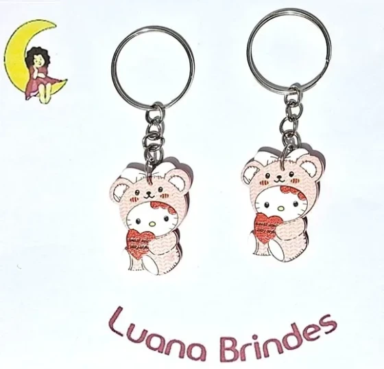 Chaveiro Hello Kitty Acrílico 3,2cm Pacote com 6 Unidades
