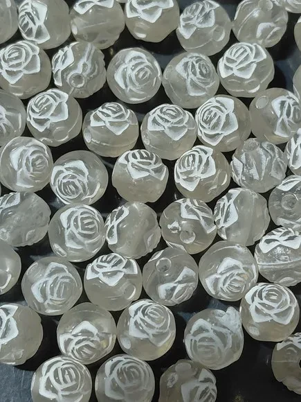 Bola Flor Fosca com Branco 8mm Pacotes com 100 Unidades