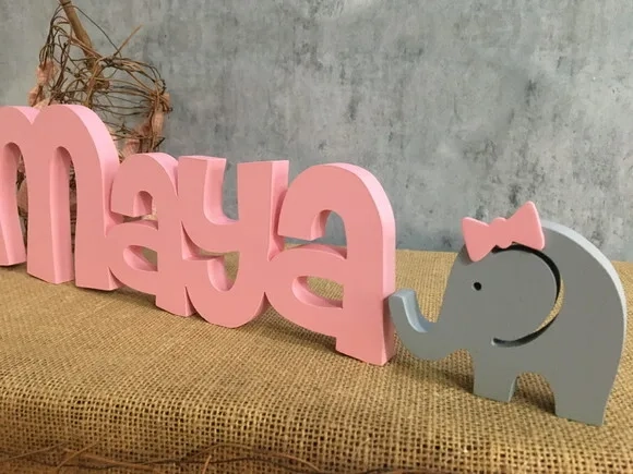 Letras de MDF -Nomes Linha CH + Elefantinha