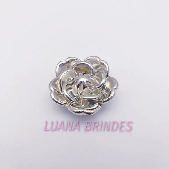 Flor Prata De Abs Com Furo Passante - Pacote C/ 10 Unidades