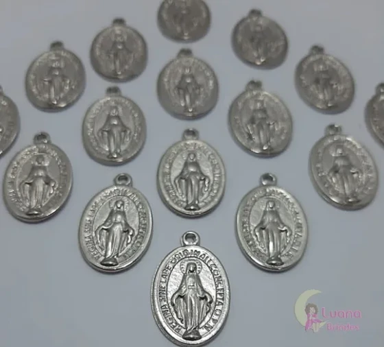 Medalha Nossa Senhora das Graças Metal Prata - pct c/13 unid