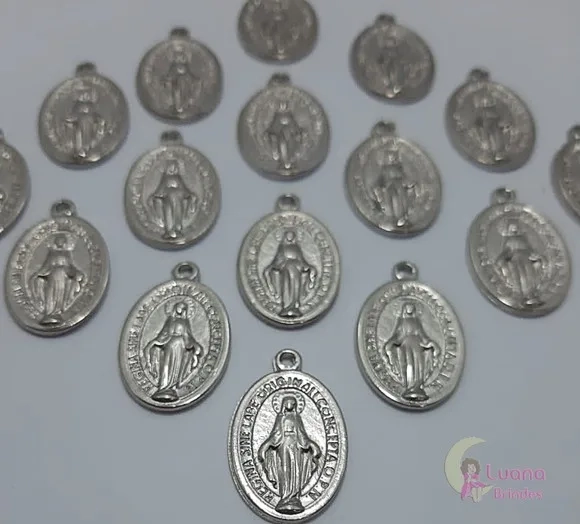 Medalha Nossa Senhora das Graças Metal Prata - pct c/13 unid