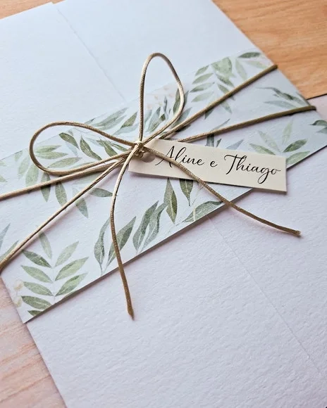 Convite de Casamento Moderno Folhas