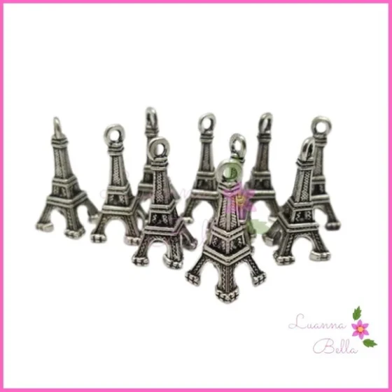 Pingente de Metal Prata Envelhecida Torre Eiffel - Pct c/13