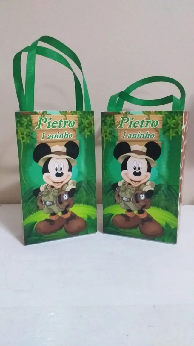 Sacolinhas Personalizadas Mickey Safari para Lembrancinhas