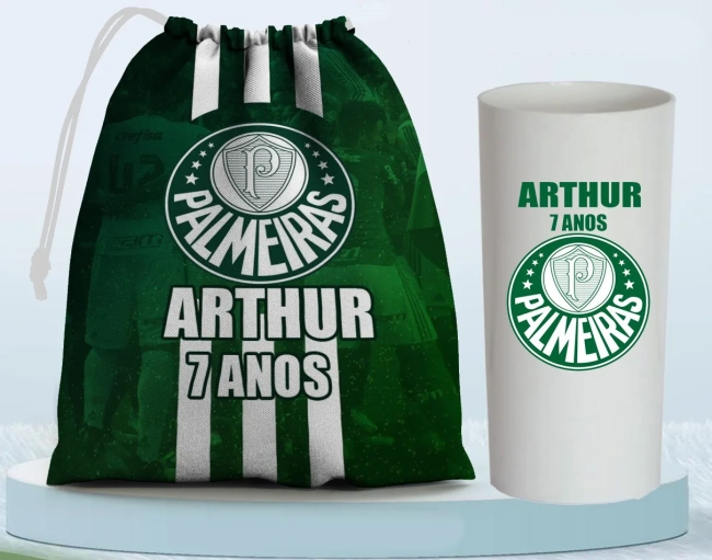 Kit Saquinho Surpresa e Copo Long Drink Personalizado Futebol