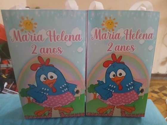 Sacolinha personalizada para lembrancinhas Galinha pintadinha rosa