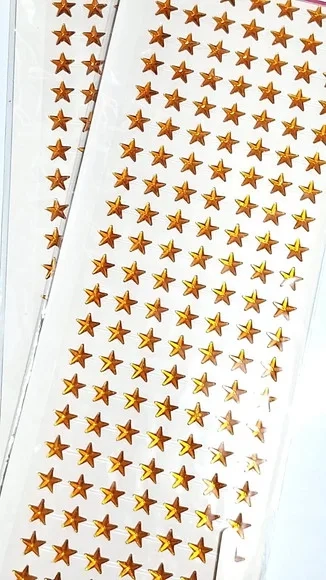 Strass Adesiva Estrela para Corpo e Rosto 1 Cartela Laranja