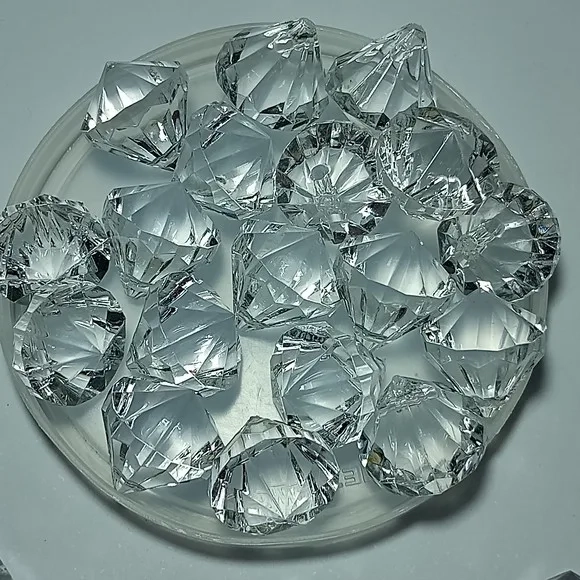 Diamante Pingente Transparente Acrílico 4cm Pct 3 Unidades