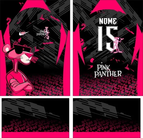 Arte Vetor Camisa Pantera Cor de Rosa Interclasse Mod-215