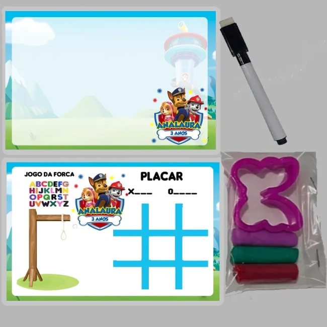 KIT Lousa Magica +massinha de modelar personalizada Patrulha Canina